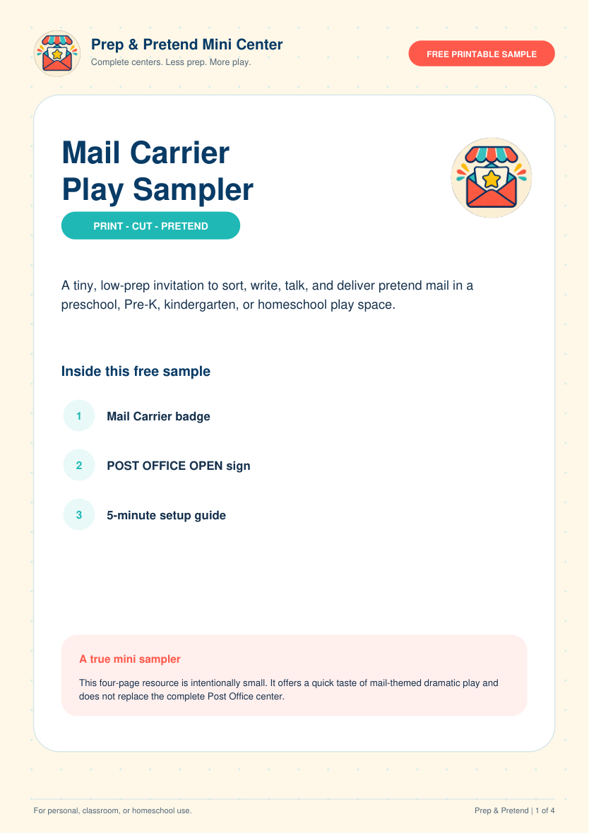 Preview of the Prep & Pretend Mail Carrier Play Sampler cover